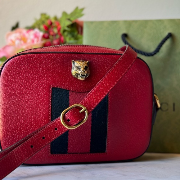 Gucci Web Animalier Crossbody Bag. Red - Picture 14 of 14
